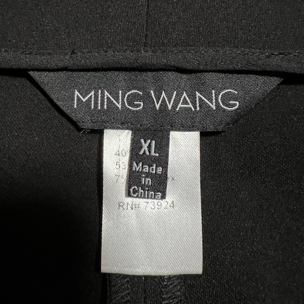 Ming Wang Black Flat Front Tulip Hem Pants Size XL Minimalist Capsule Classic - Picture 6 of 8
